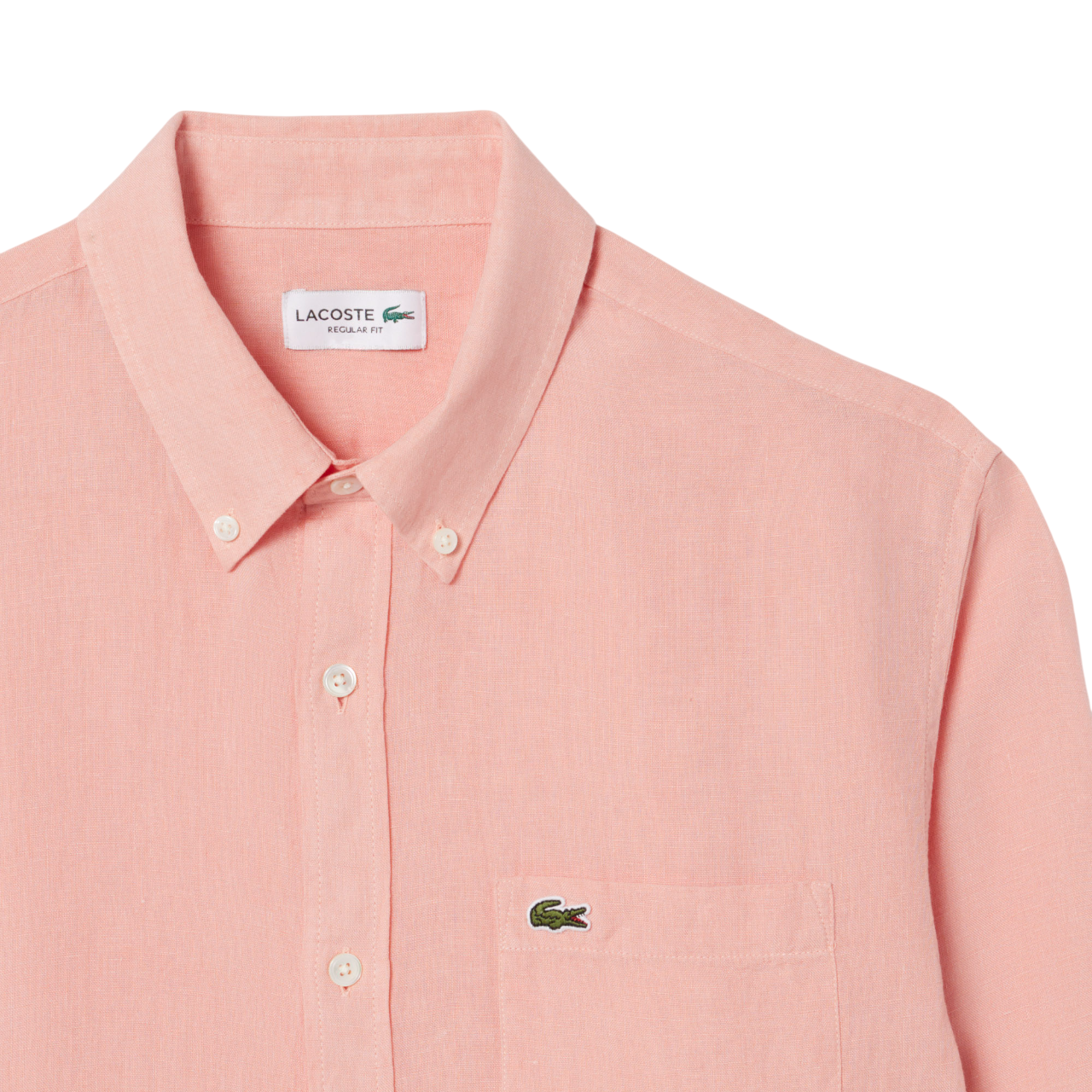 Lacoste camicia in lino uomo con tasca rosa salmone CH5692 UI2 LACOSTE