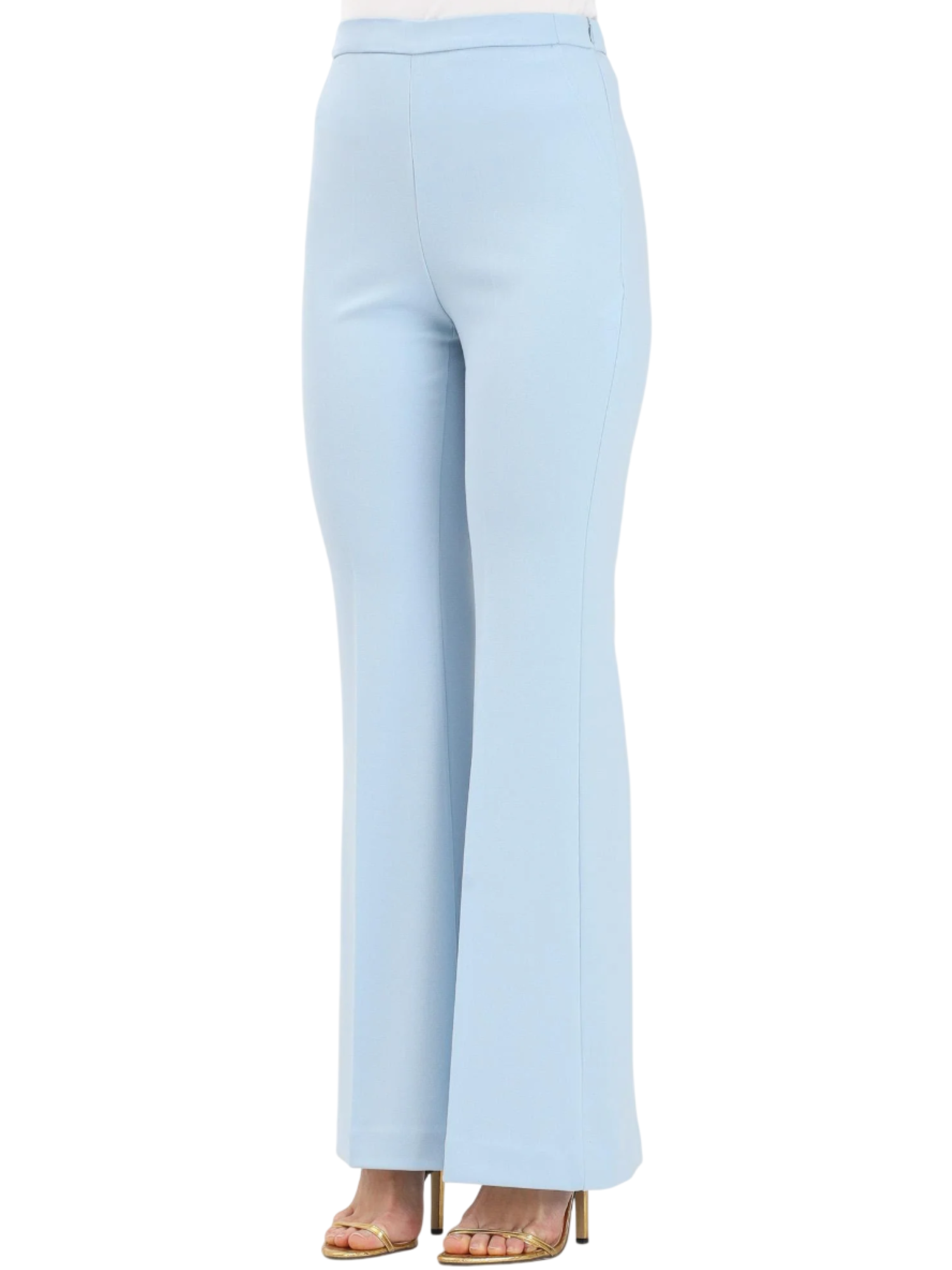 Vicolo pantaloni a zampa in tessuto crepe celeste TAB0229 CELESTE VICOLO
