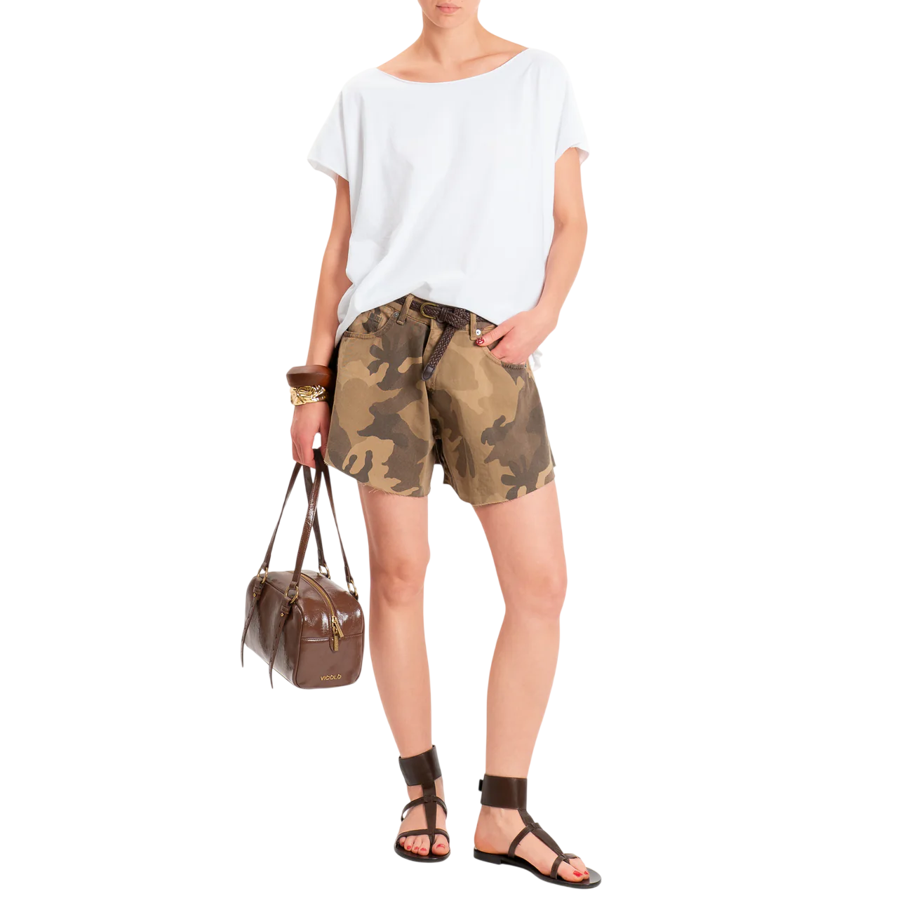 Haveone shorts donna in denim camouflage verde militare PSB-Q609 MILITARE HAVEONE