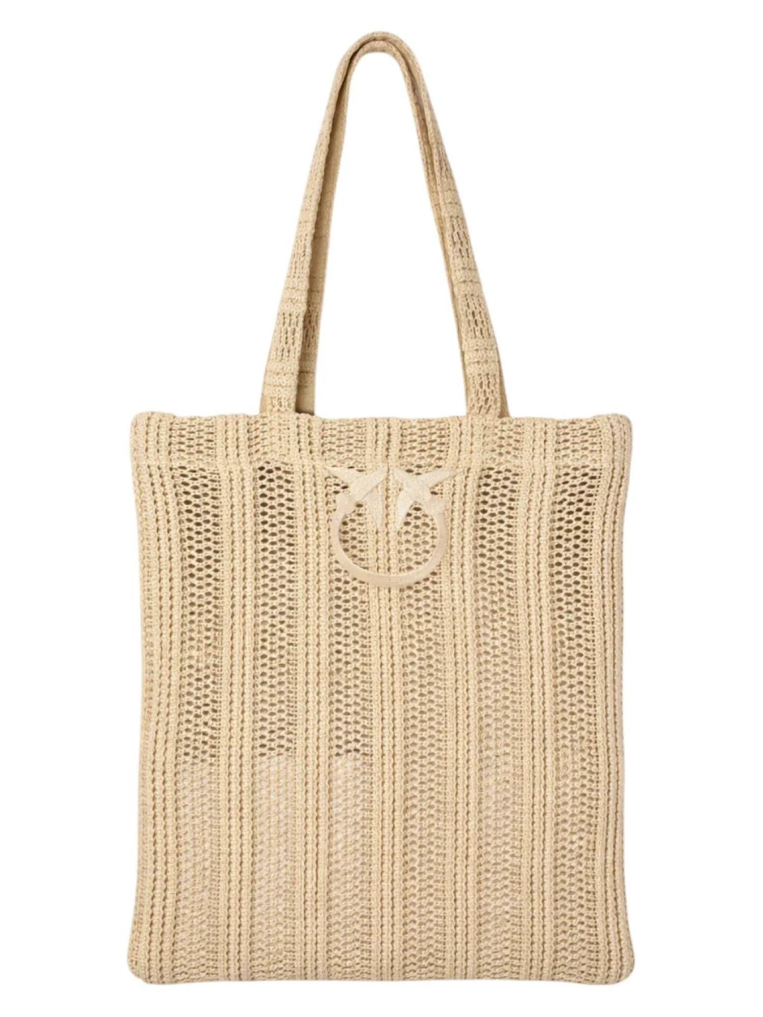 Pinko borsa mare Easy Tote Bag in rafia beige 106728-A39Y C39 PINKO