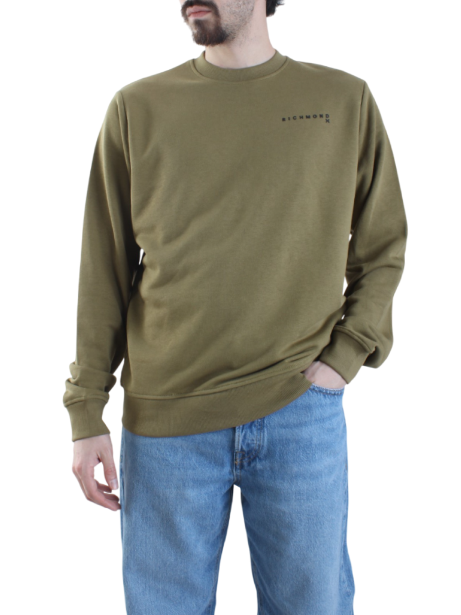 John Richmond felpa Capiani con logo verde militare UMP25216FE GREEN MILITARY John RICHMOND