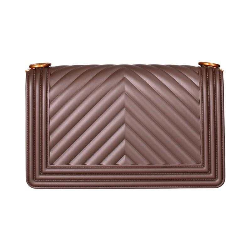 Marc Ellis borsa Flat M in gomma trapuntata marrone oro FLAT M 25 COCOA-RAME MARC ELLIS