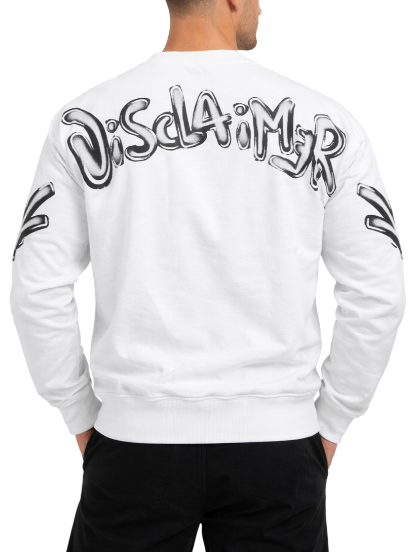Disclaimer felpa uomo con maxi logo posteriore bianco 55402 BIANCO-ST.NERA DISCLAIMER