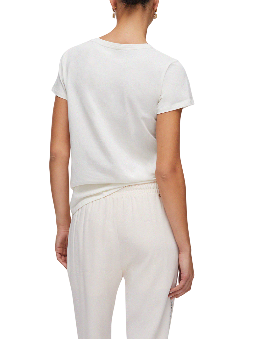 Liu Jo T-shirt manica corta con logo strass panna TA6056JS923 P9192 LIU JO