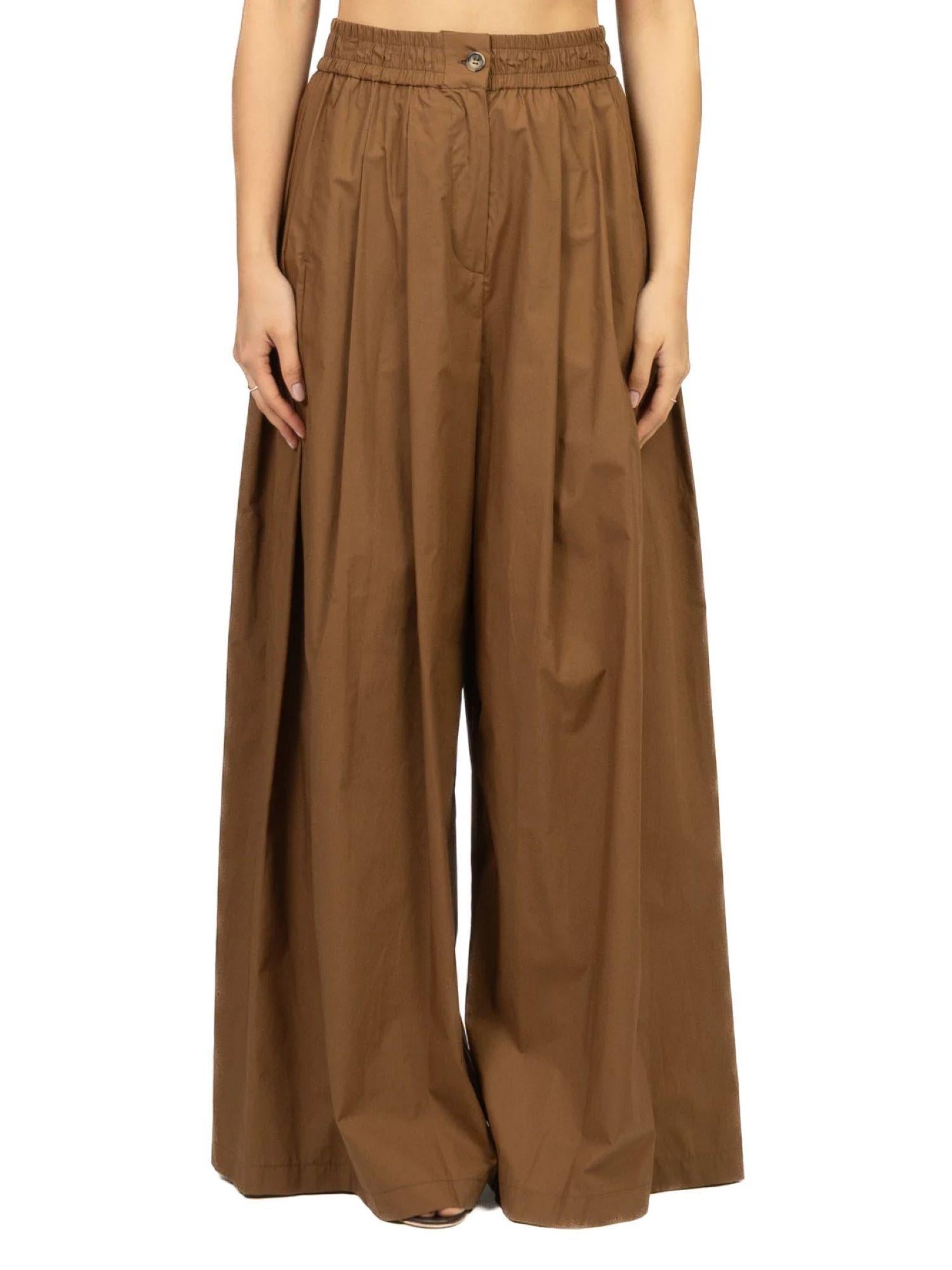 Vicolo pantaloni wide leg in cotone donna marrone TAB1888 NOCCIOLA VICOLO