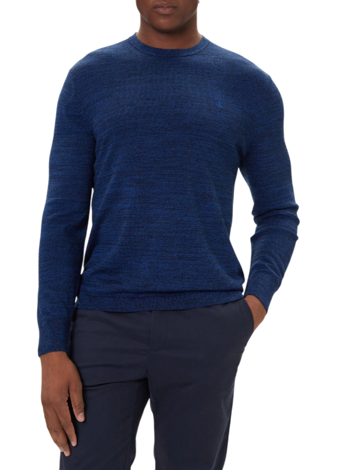 Calvin Klein maglia uomo in lana Merinos blu melange LV04LB305G YNM Calvin Klein