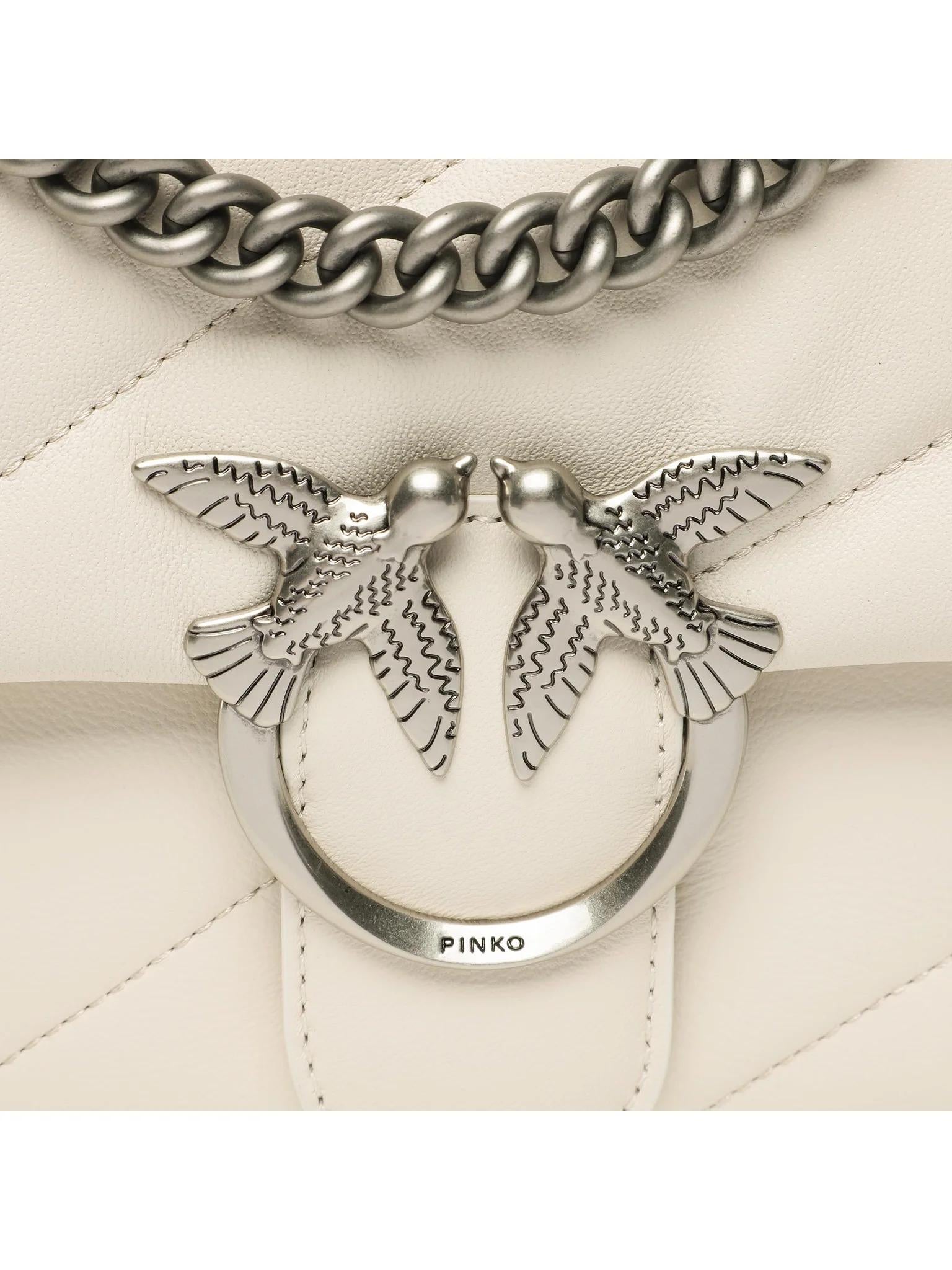 Pinko borsa Love Bag Puff Classic in pelle trapuntata bianco argento 100038-A0F2 Z14O PINKO
