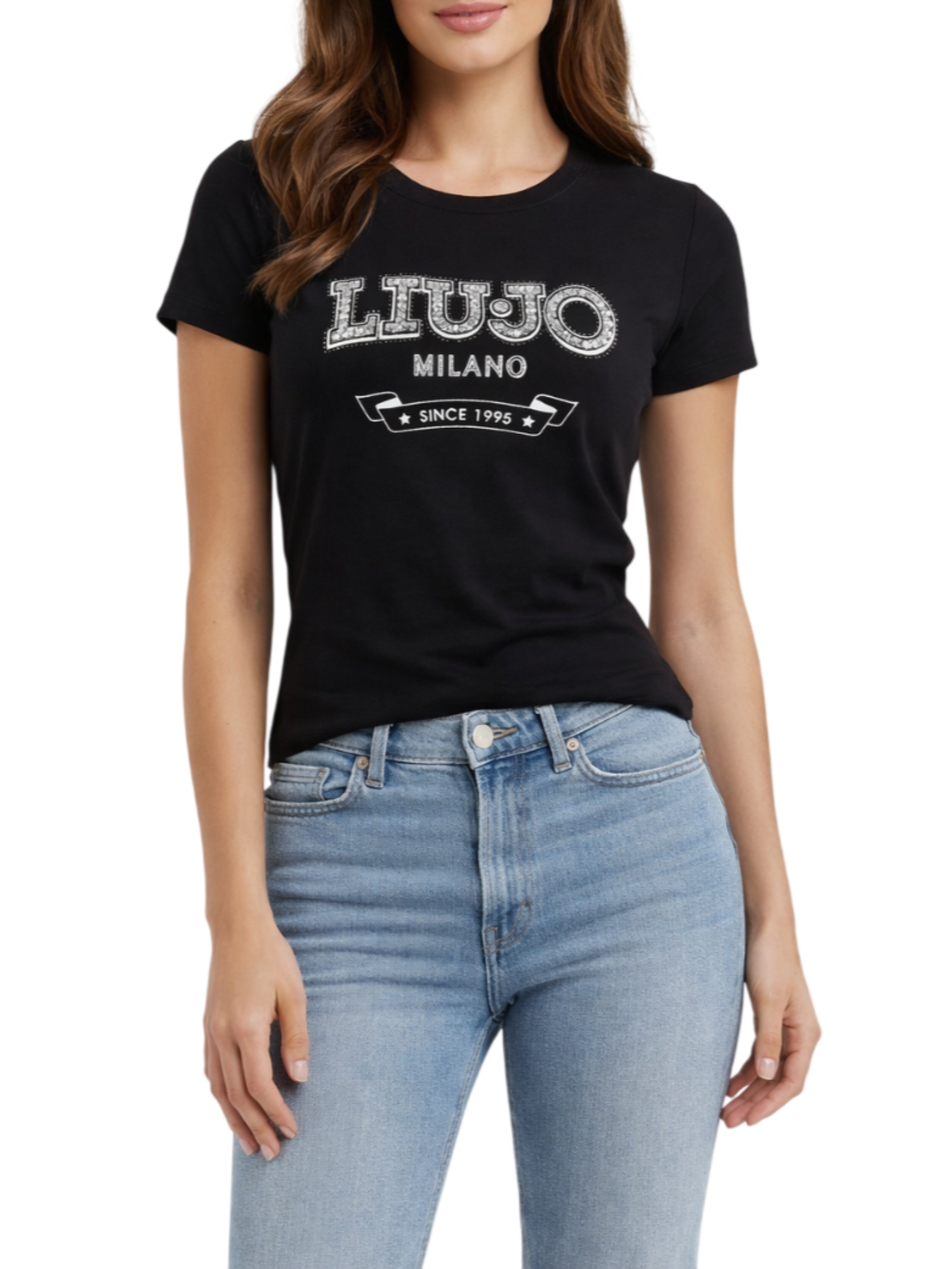 Liu Jo T-shirt manica corta con logo gioiello nero TA6285JS923 W9415 LIU JO