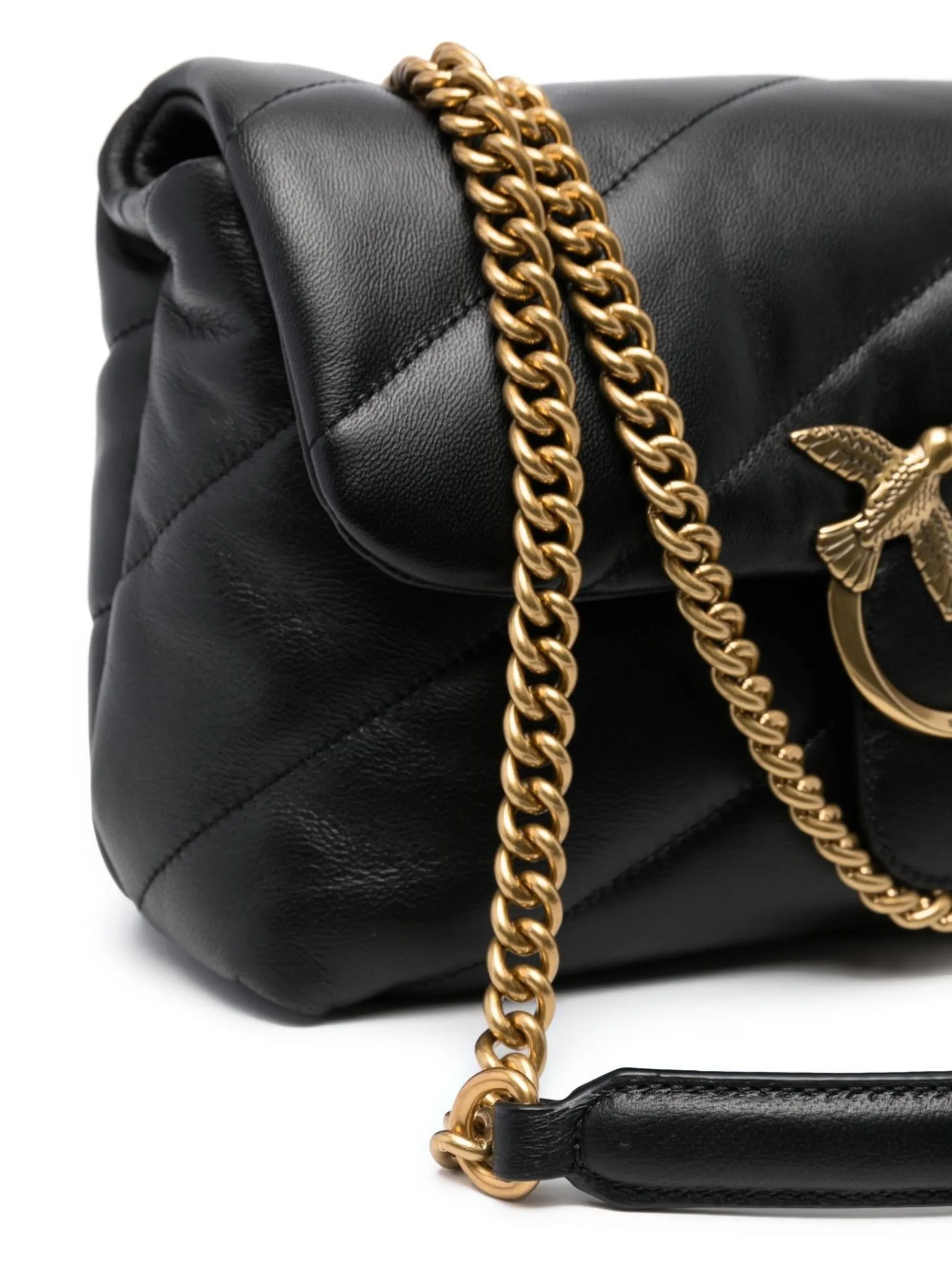 Pinko borsa Love Bag Puff Classic in pelle trapuntata nero oro 100038-A0F2 Z99Q PINKO