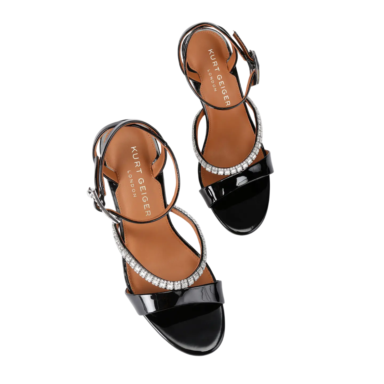 Kurt Geiger sandali alti Crystal in vernice con applicazioni gioiello nero 5393700309 BLACK KURT GEIGER