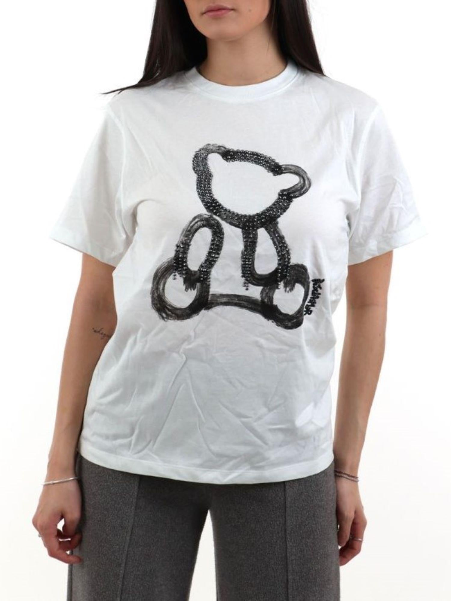 Disclaimer T-shirt manica corta con orsetto strass bianco 54931 BIANCO DISCLAIMER