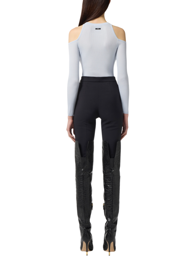 Elisabetta Franchi pantaloni slim in crepe nero PA10856E2 110 ELISABETTA FRANCHI