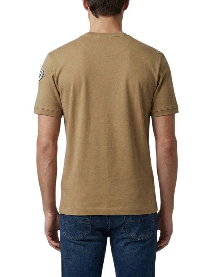 Blauer T-shirt uomo con patch logato marrone 26SBLUH02068-007439 340 BLAUER