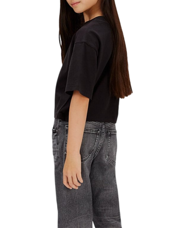 Calvin Klein Jeans T-shirt crop con logo velvet nero IG0IG03062 BEH Calvin Klein Jeans