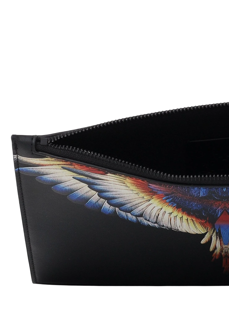 County of Milan pochette uomo in ecopelle stampa iconica nero COMAF250133 NERO-YELLOW WINGS COUNTY OF MILAN