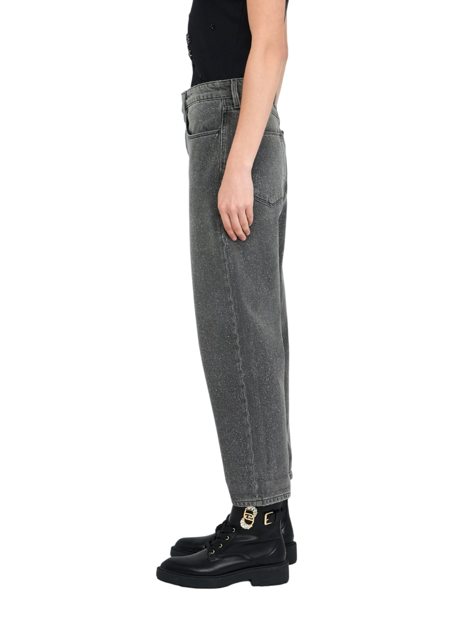 Liu Jo jeans gamba dritta con glitter lavaggio grigio UF5019D4927 N9935 LIU JO