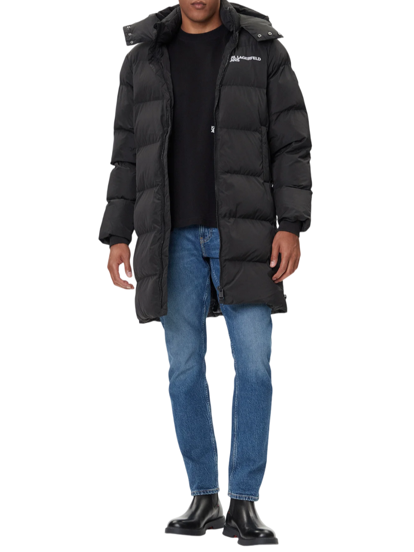 Karl Lagerfeld Jeans piumino lungo trapuntato con cappuccio nero A4M15028 999 KARL LAGERFELD