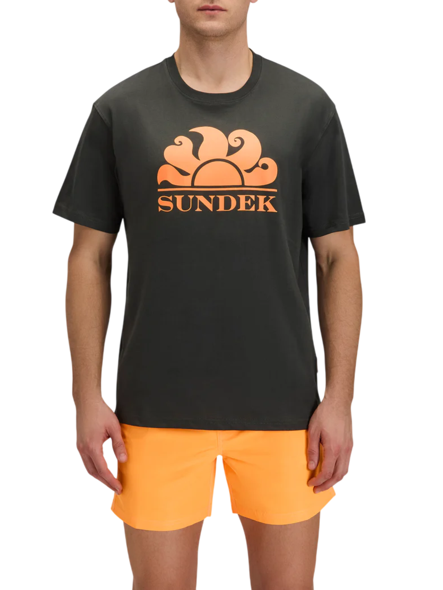 Sundek T-shirt uomo manica corta stampa logo verde fango M021TEJ7800 55101 SUNDEK