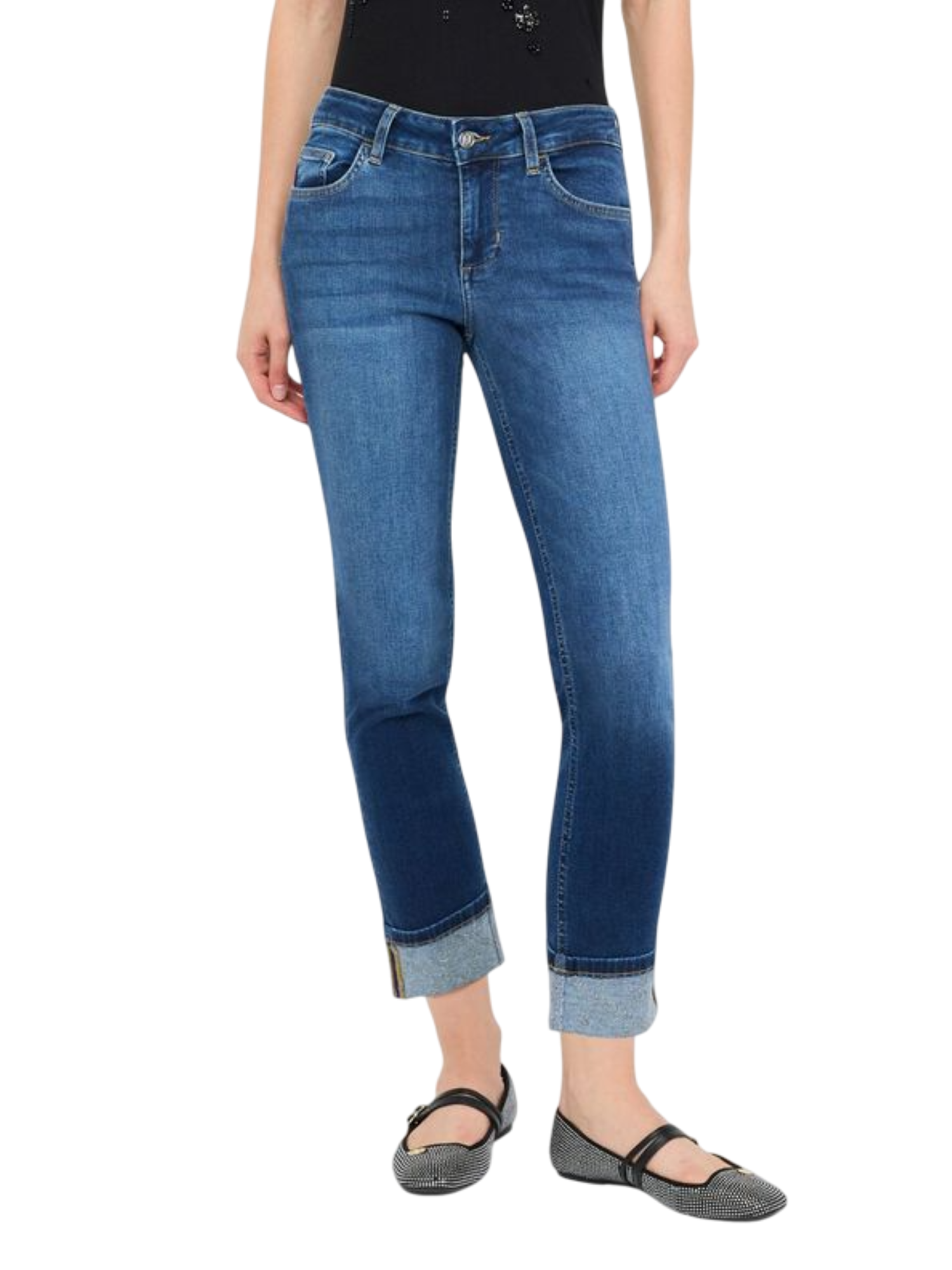 Liu Jo jeans Monroe skinny con risvolto gioiello lavaggio blu UF5006D4615 78539 LIU JO