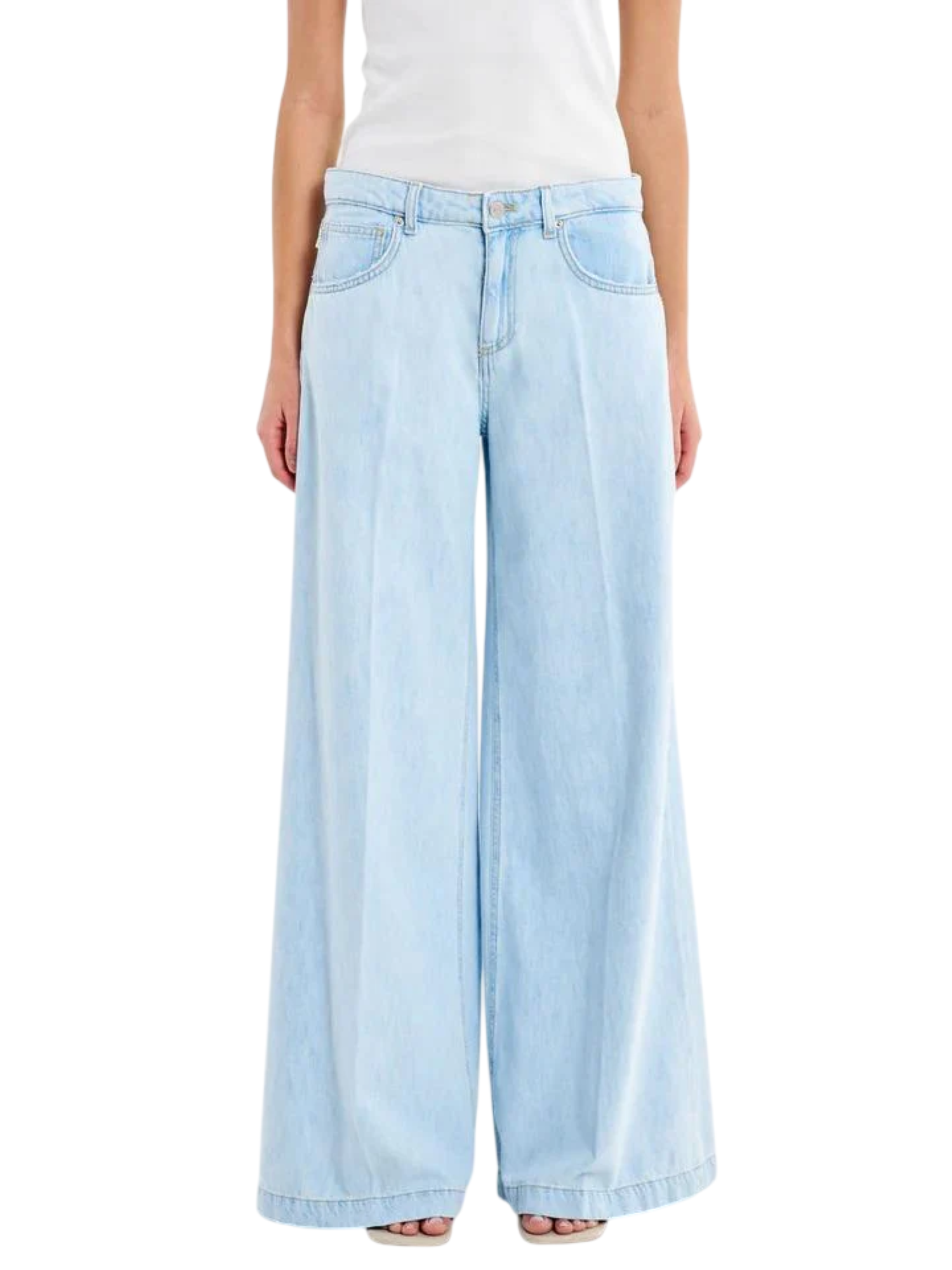 Vicolo jeans wide leg Madison lavaggio blu chiaro DAB5023 BLU DENIM VICOLO