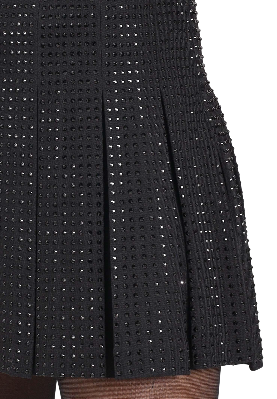 Pinko gonna corta a pieghe con strass nero 105926-A287 Z99 PINKO