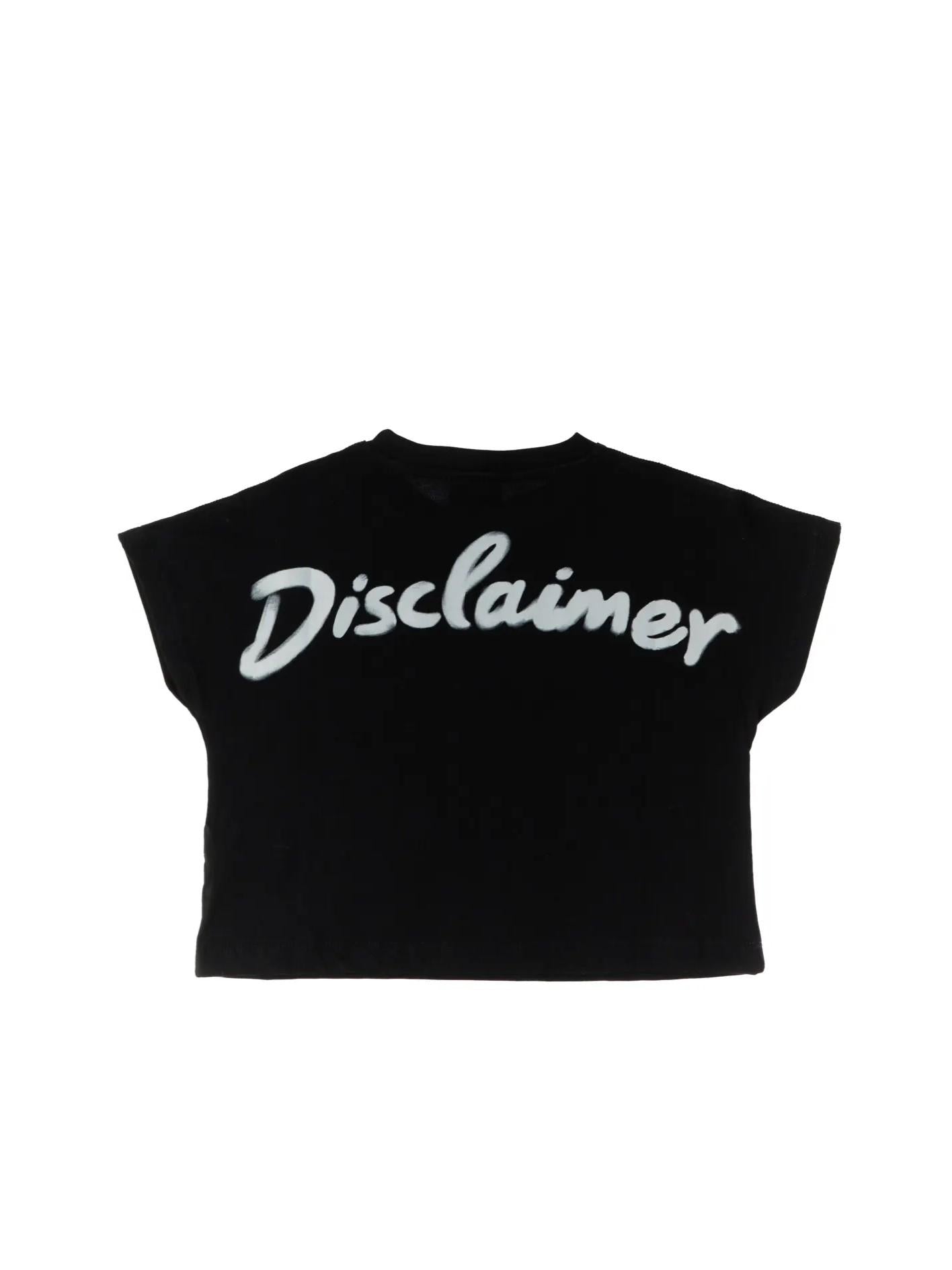 Disclaimer T-shirt crop manica corta con logo nero 58512 NERO-ST.BIANCA DISCLAIMER