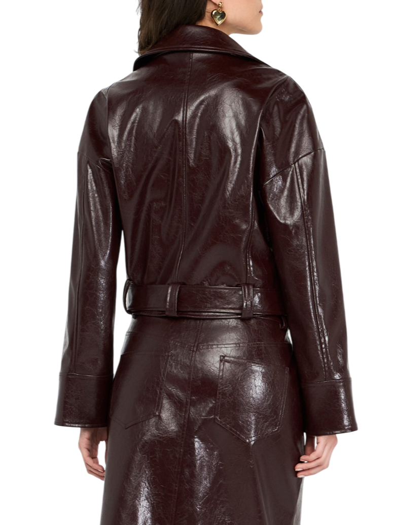 Liu Jo giubbino biker in ecopelle spalmata borgogna UF5231E1038 X0722 LIU JO