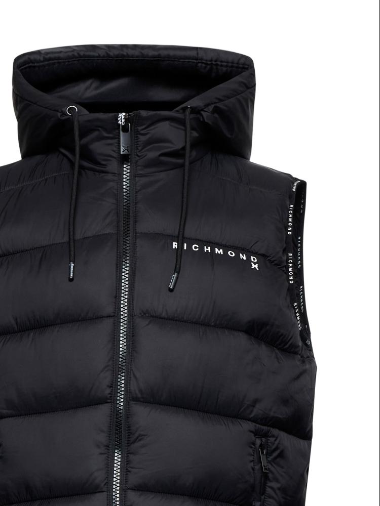 John Richmond gilet imbottito con cappuccio nero UMA25160PI BLACK John RICHMOND