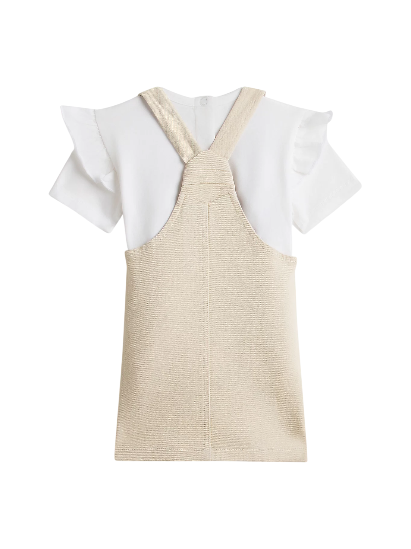Tommy Hilfiger abito neonata salopette e T-shirt beige bianco KN0KN02380 ACI Tommy Hilfiger