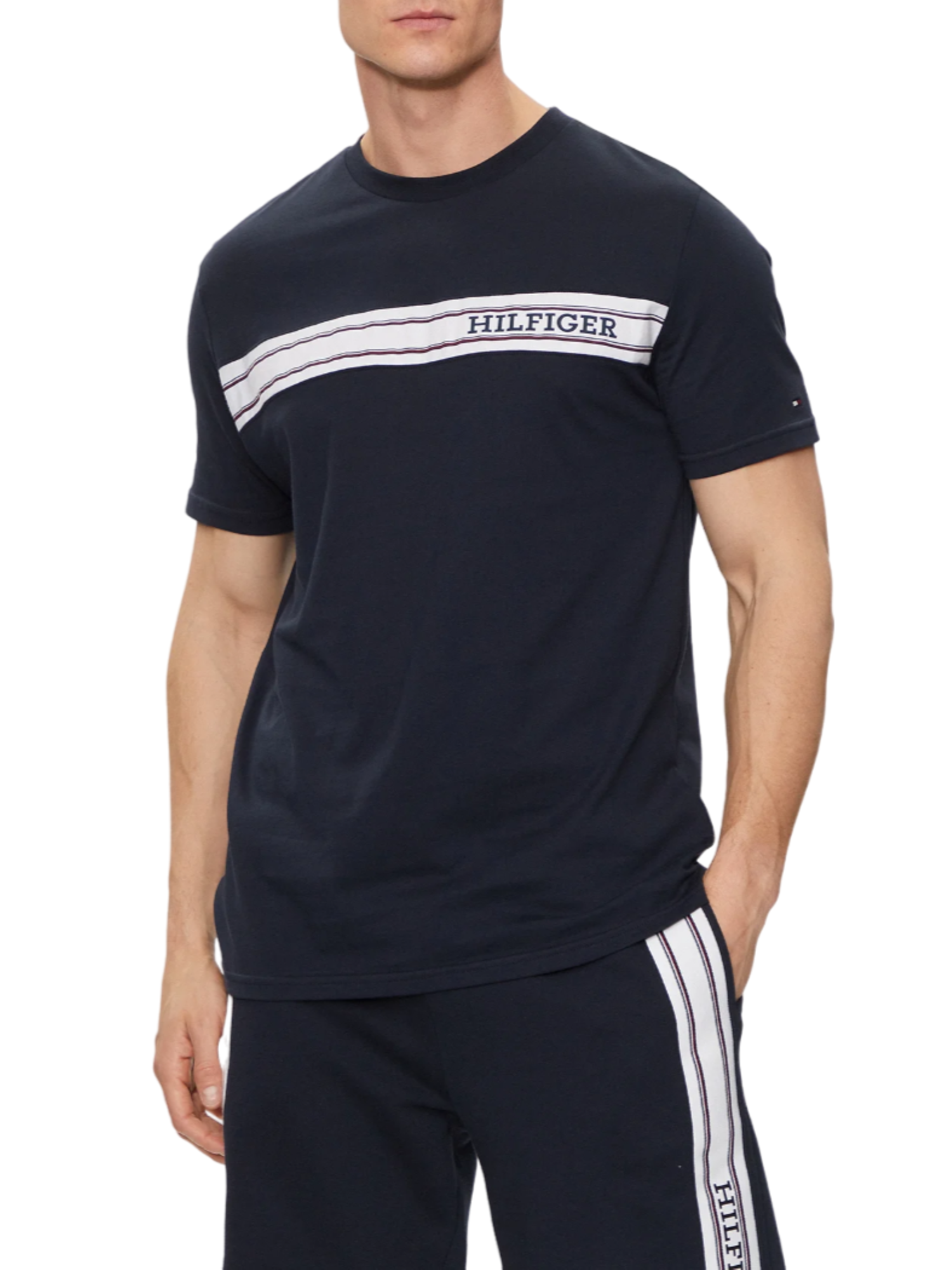 Tommy Hilfiger T-shirt manica corta con banda logo blu UM0UM03196 DW5 Tommy Hilfiger