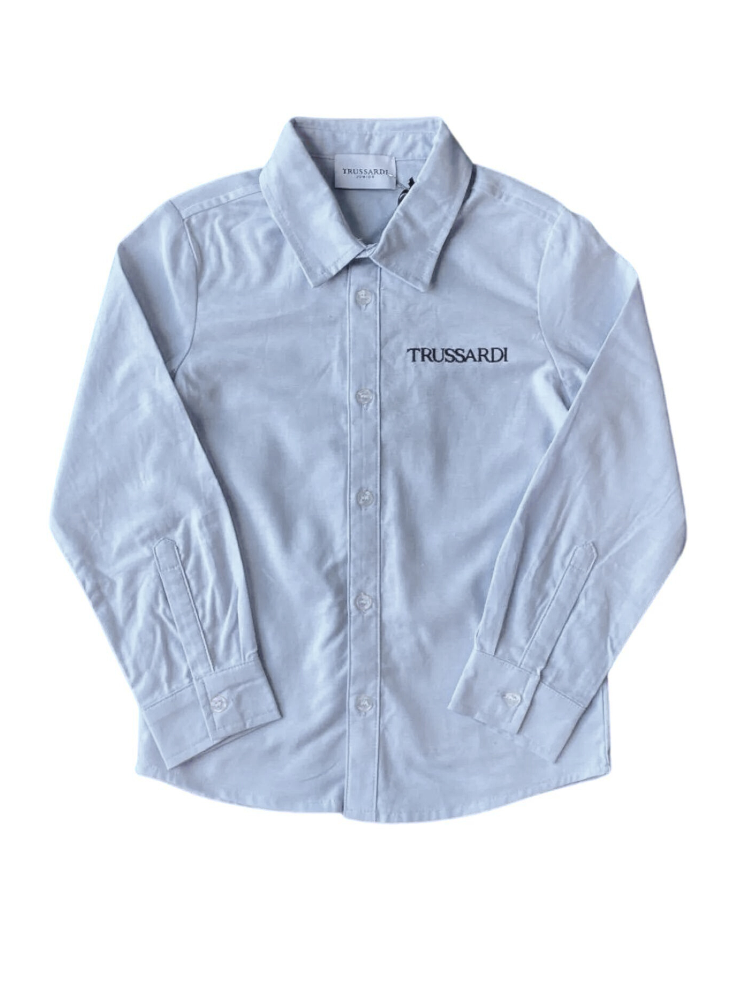 Trussardi camicia manica lunga con logo celeste TIA24066CA BLUE NIGHT TRUSSARDI