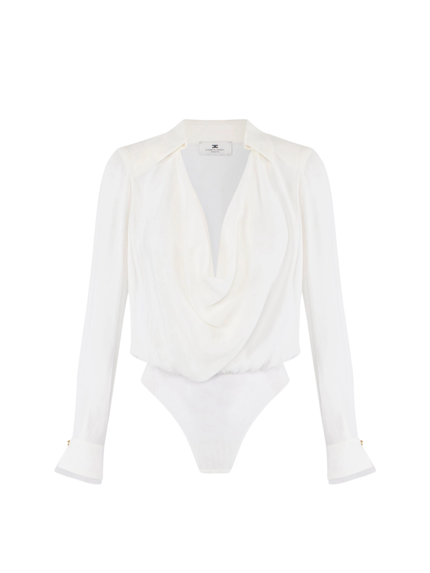 Elisabetta Franchi camicia body in georgette avorio CB00261 360 ELISABETTA FRANCHI