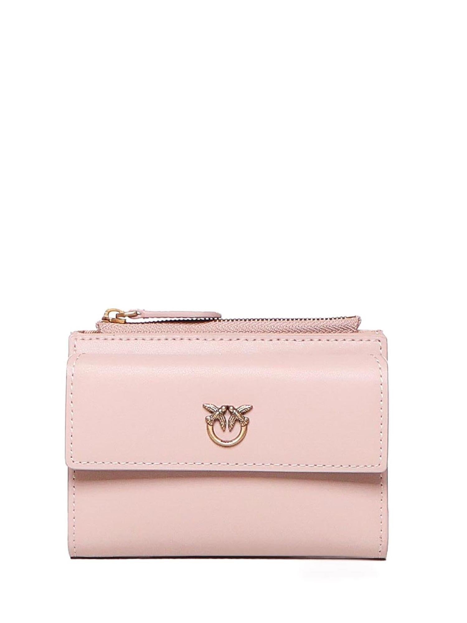 Pinko portafogli Compact in pelle con tasca esterna rosa 103612-A0F1 O81Q PINKO