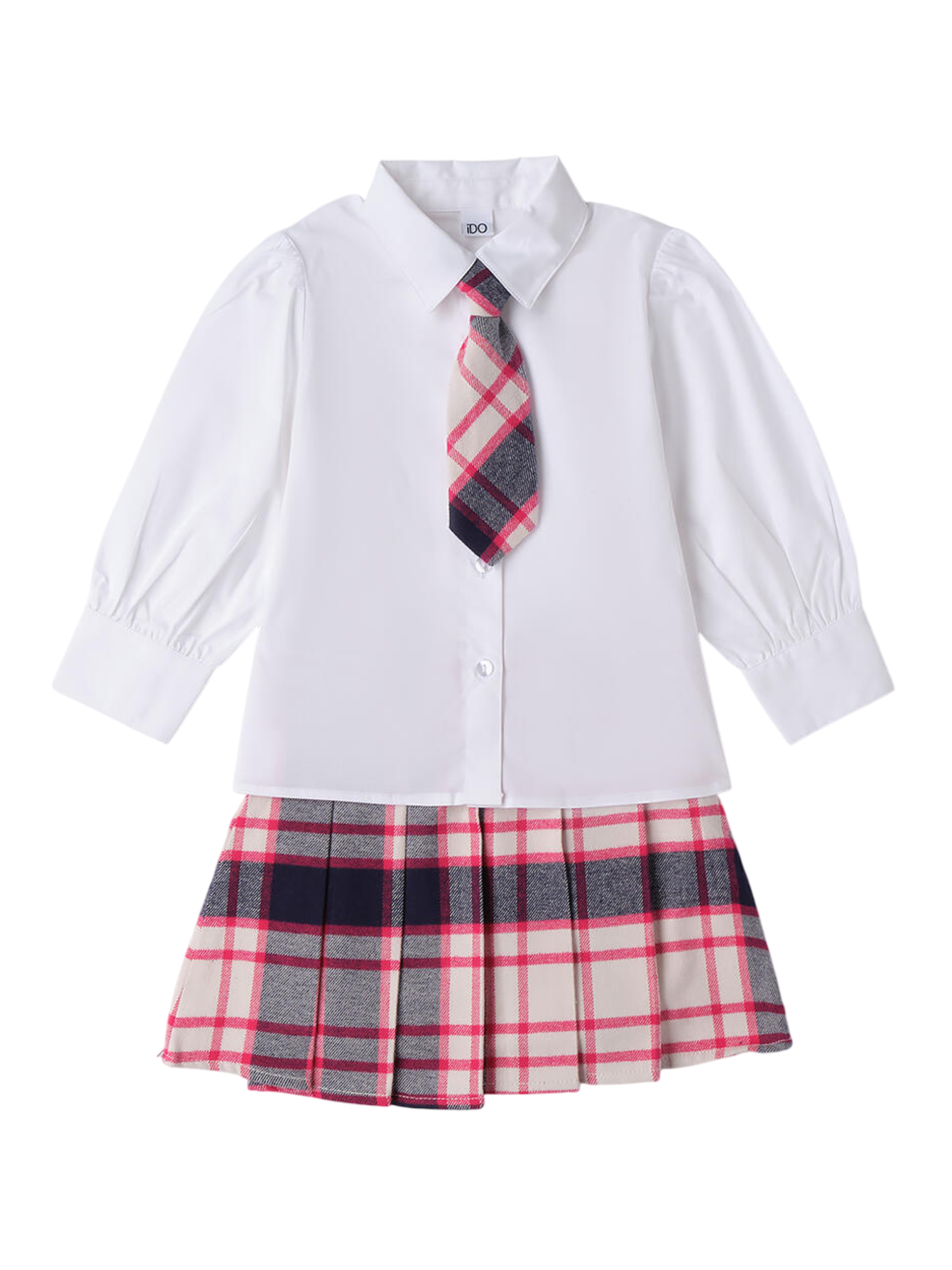 iDo completo camicia gonna cravatta bianco fucsia 4F330 0113 iDO