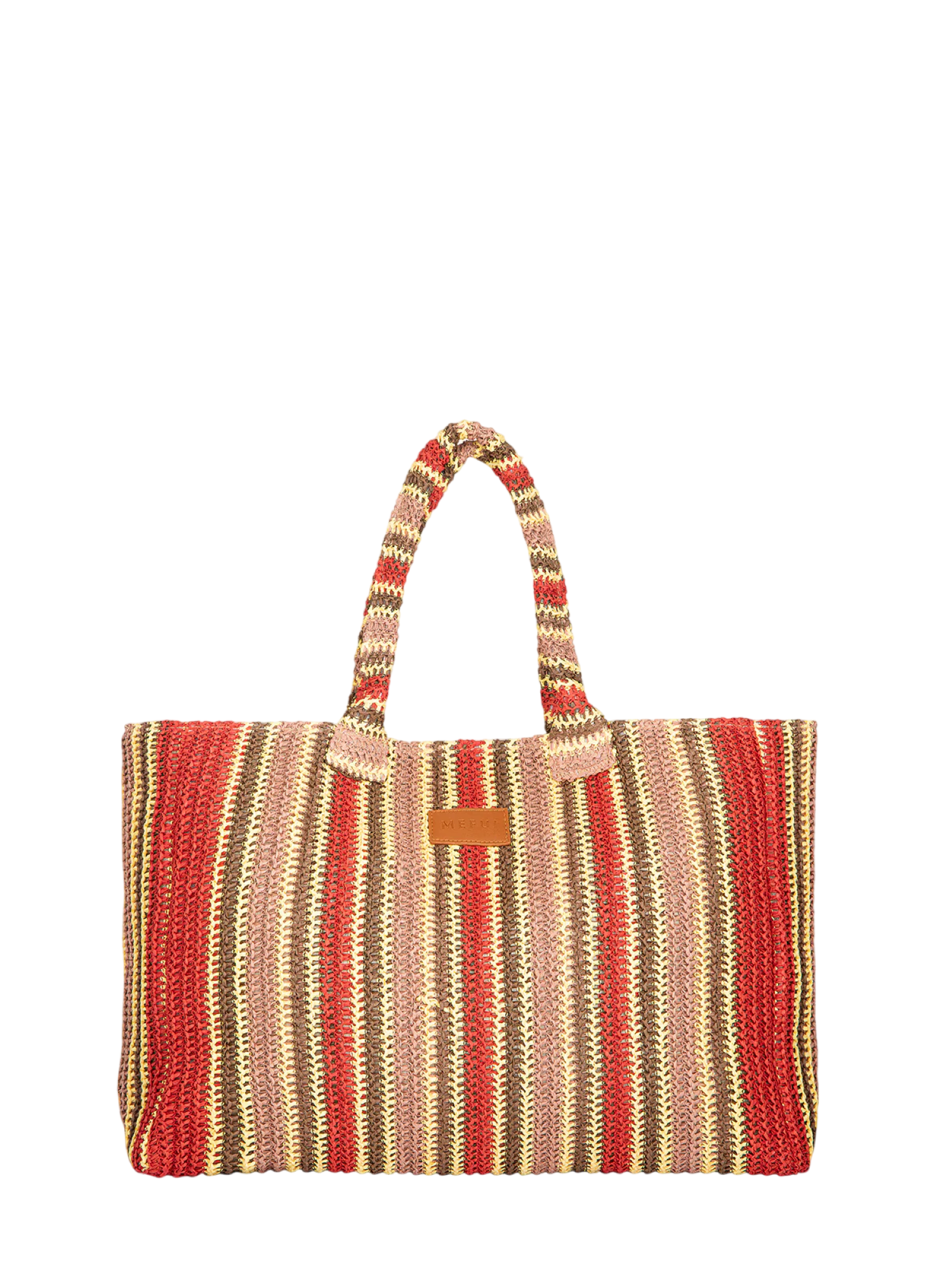 Me Fui borsa mare in rafia a righe multicolor MA26-SW0085 RD ME FUI