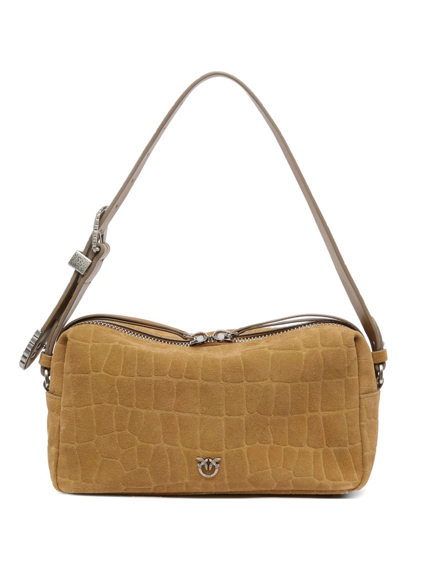 Pinko borsa bauletto Trittico in nabuk effetto coccodrillo beige 106761-A2YW L22O PINKO