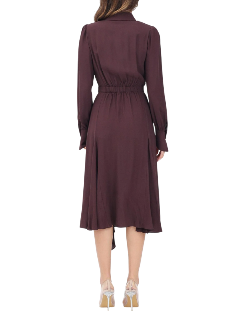 Elisabetta Franchi abito midi in georgette con collana borgogna ABT0356E2 EA4 ELISABETTA FRANCHI
