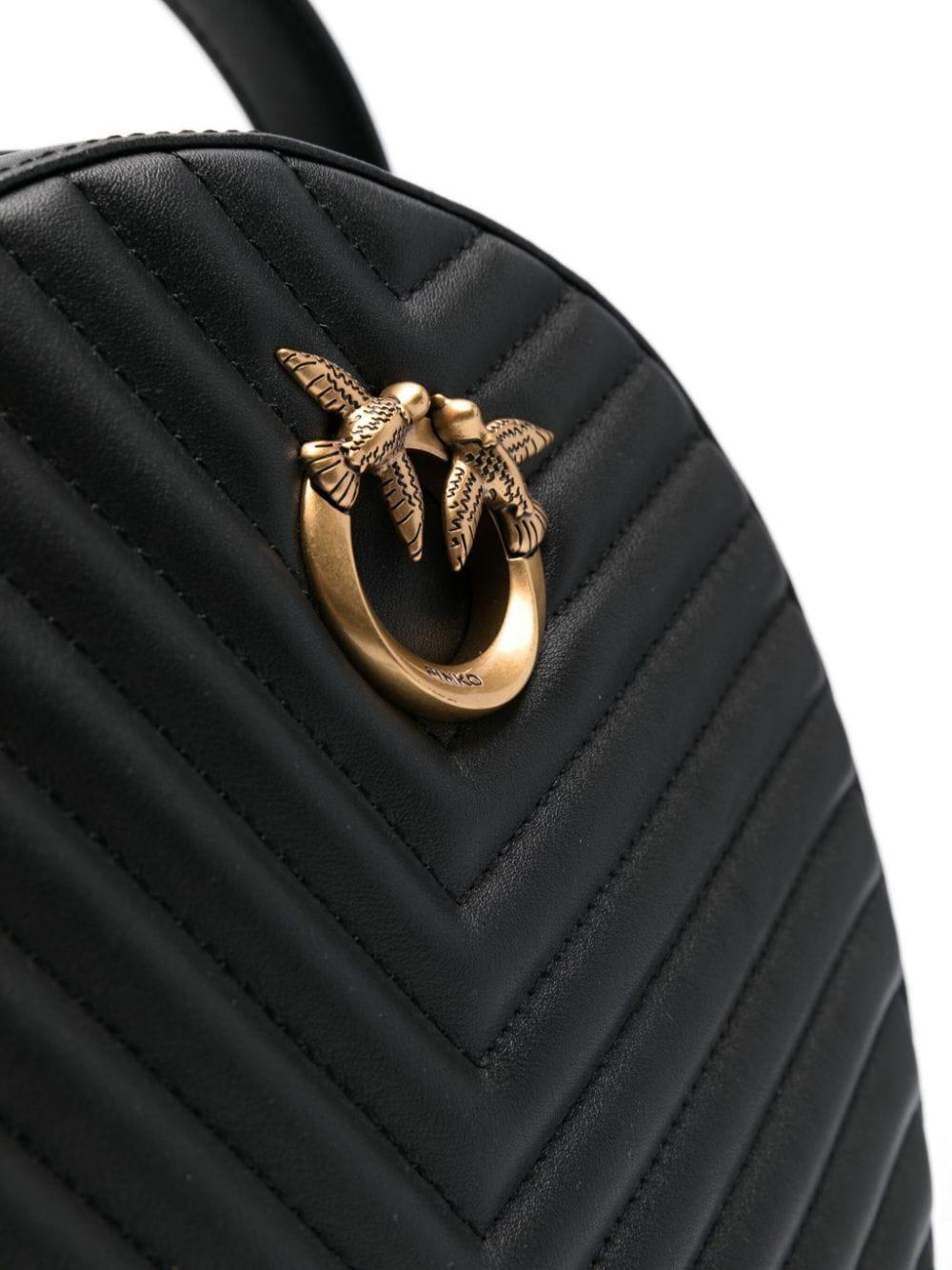 Pinko zaino Love Click Classic in pelle chevron nero oro 102530-A1J2 Z99Q PINKO