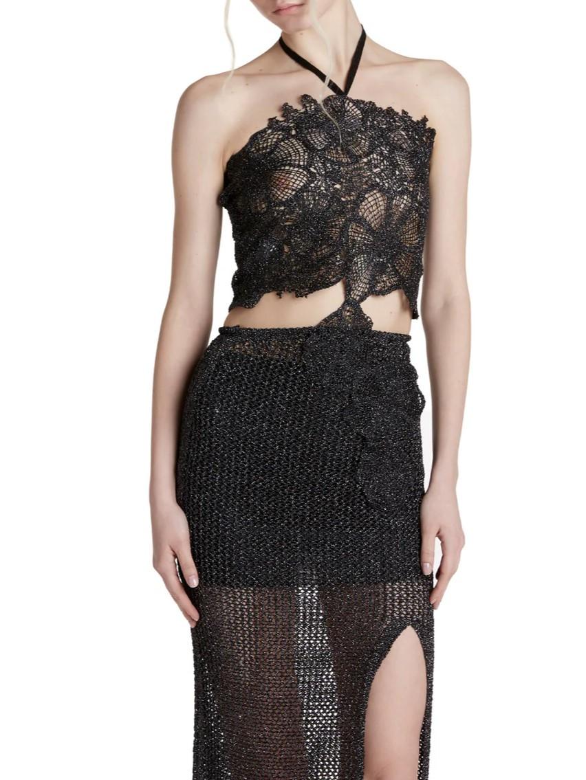 Simona Corsellini abito midi crochet lurex nero P26CEABO5301 0119 SIMONA CORSELLINI