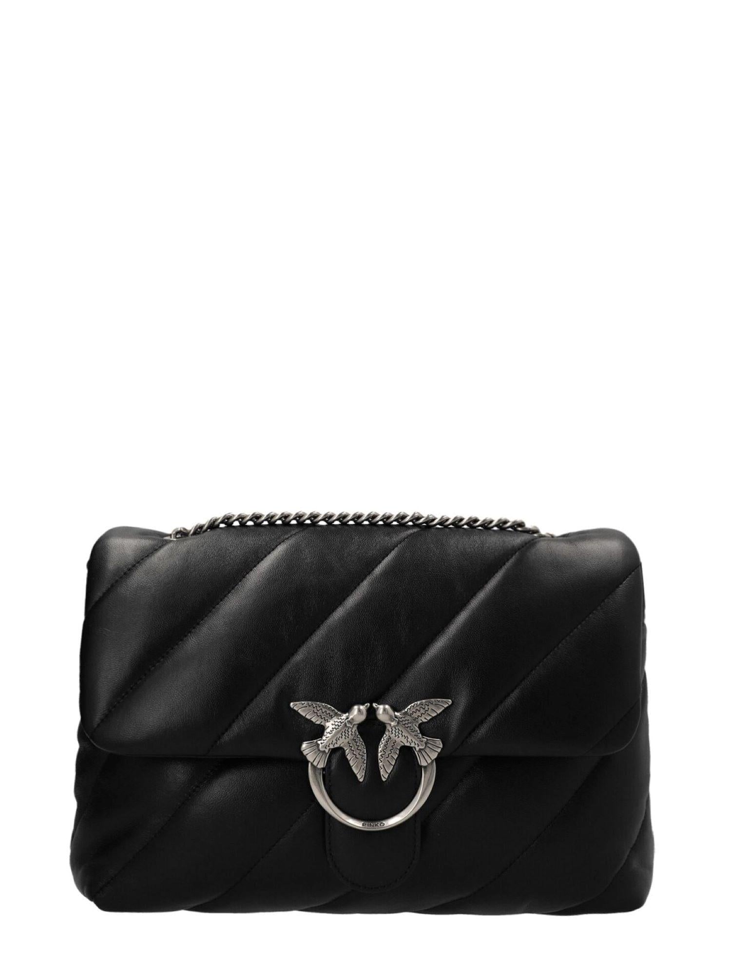 Pinko borsa Love Bag Puff Classic in pelle trapuntata nero argento 100038-A0F2 Z99O PINKO