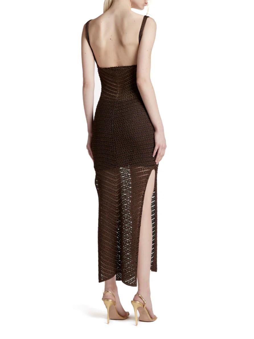 Simona Corsellini abito midi crochet lurex marrone P26CPABO0201 0771 SIMONA CORSELLINI