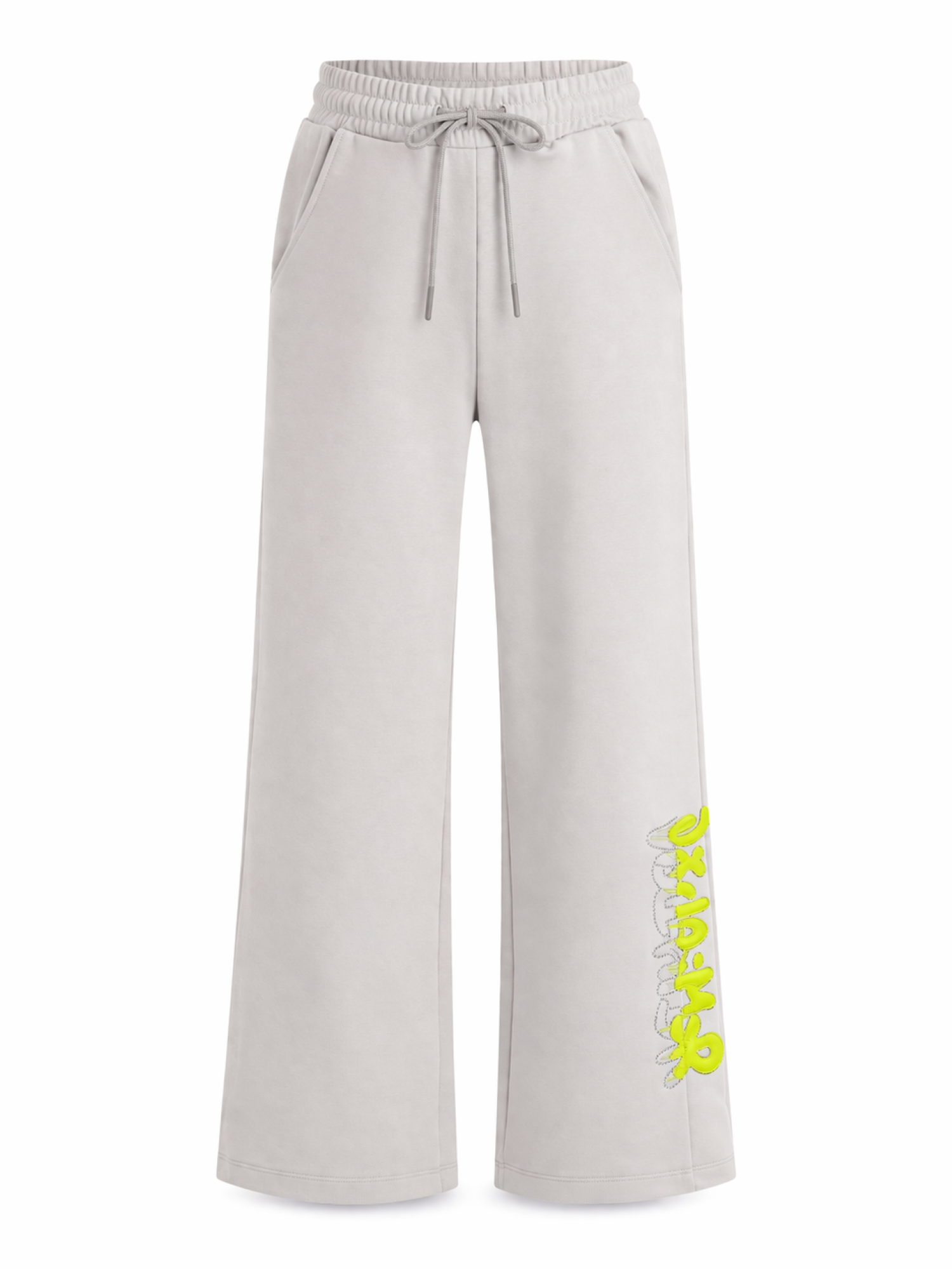 Disclaimer pantaloni palazzo bambina con logo strass ecrù 58957 GHIACCIO DISCLAIMER