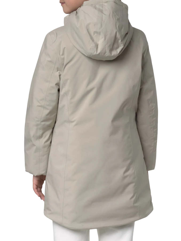 K-Way piumino lungo con cappuccio Denise beige K41383W B2X K-WAY