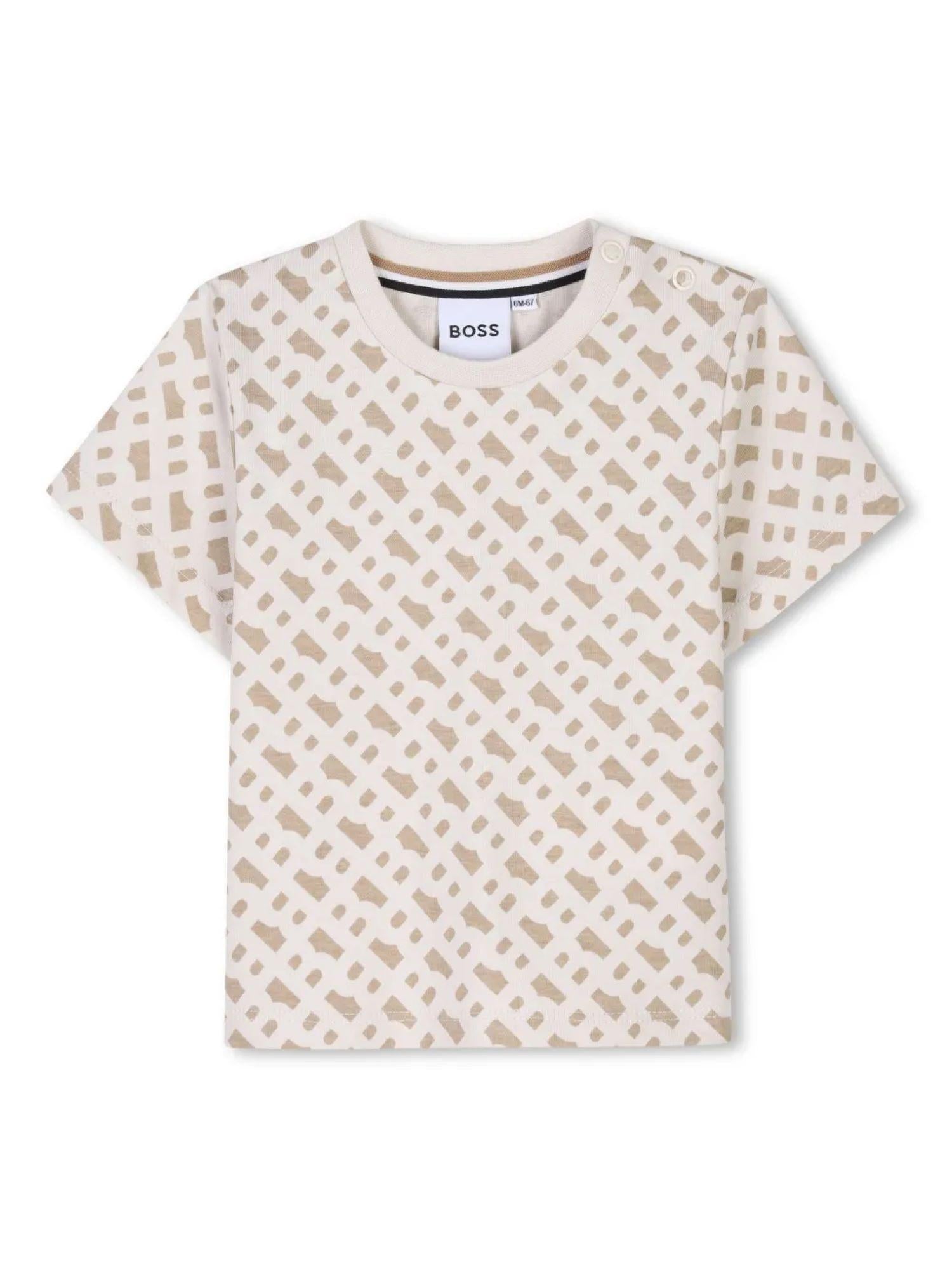 Boss T-shirt manica corta in fantasia beige J52106 SABBIA BOSS