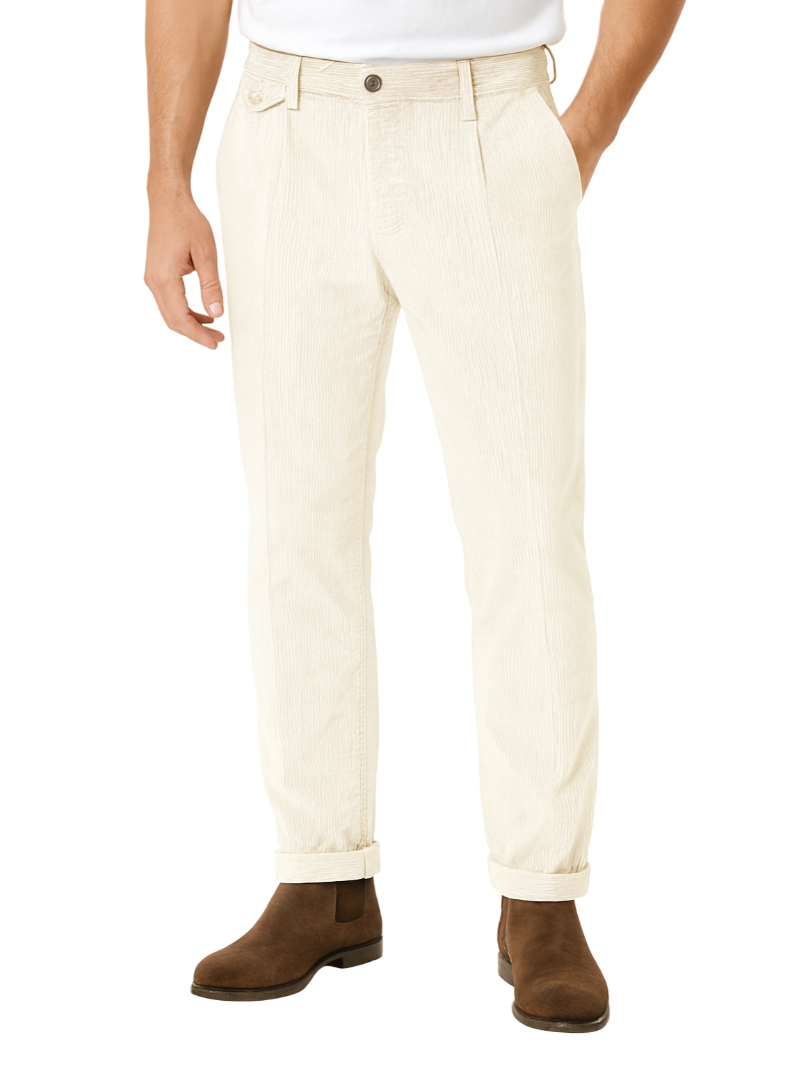 Le Braghe pantaloni uomo in velluto millerighe panna P395-2521 PANNA Le Braghe