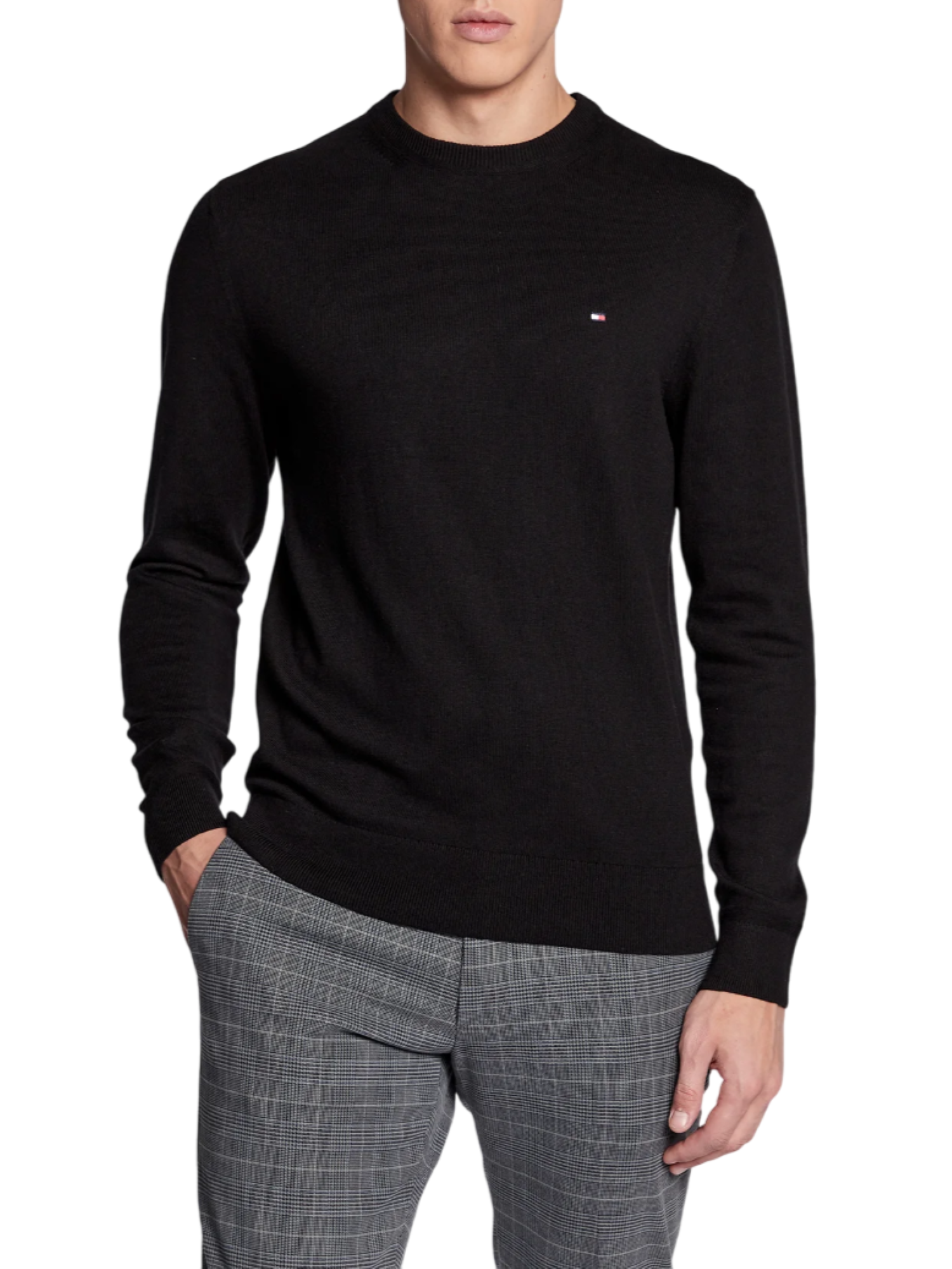 Tommy Hilfiger maglia Pima in misto cashmere nero MW0MW28046 BDS Tommy Hilfiger