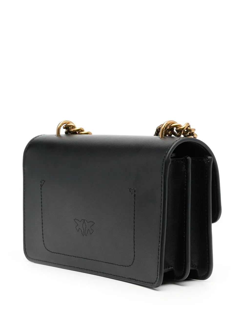 Pinko borsa Love One Mini in pelle con logo Love Birds beige oro 100074-A0F1 Z99Q PINKO