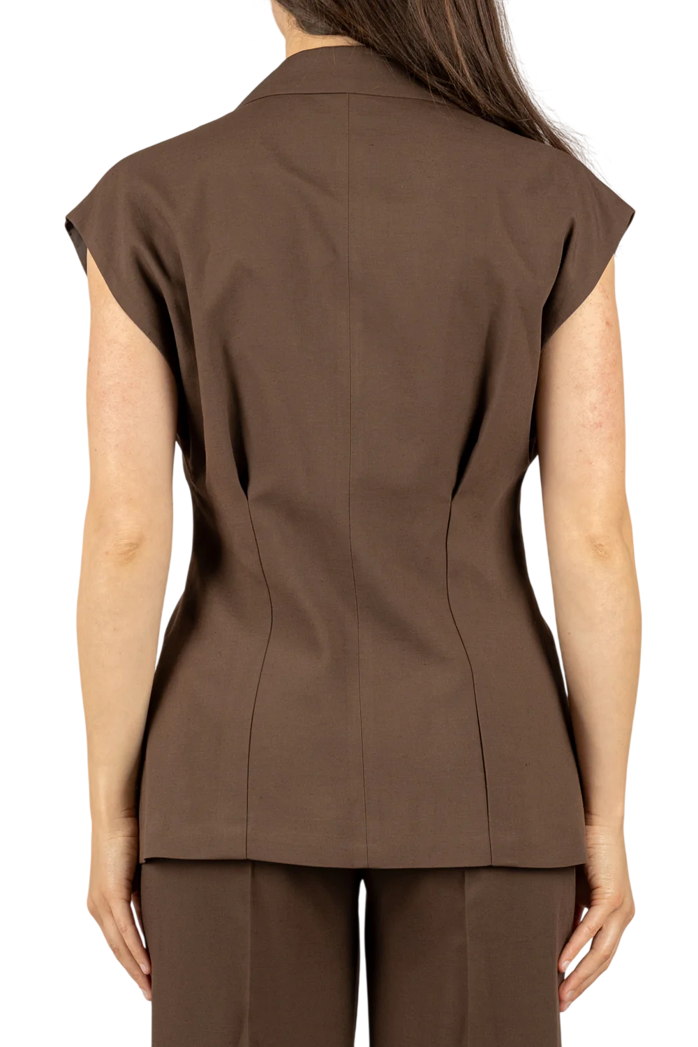 Vicolo giacca smanicata donna misto lino marrone TAB1655 MORO VICOLO