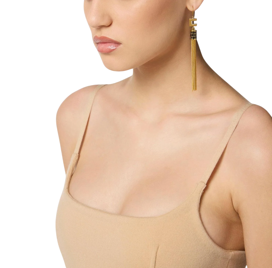 Elisabetta Franchi orecchini pendenti con dettaglio snake oro OR50A57E2 U95 ELISABETTA FRANCHI