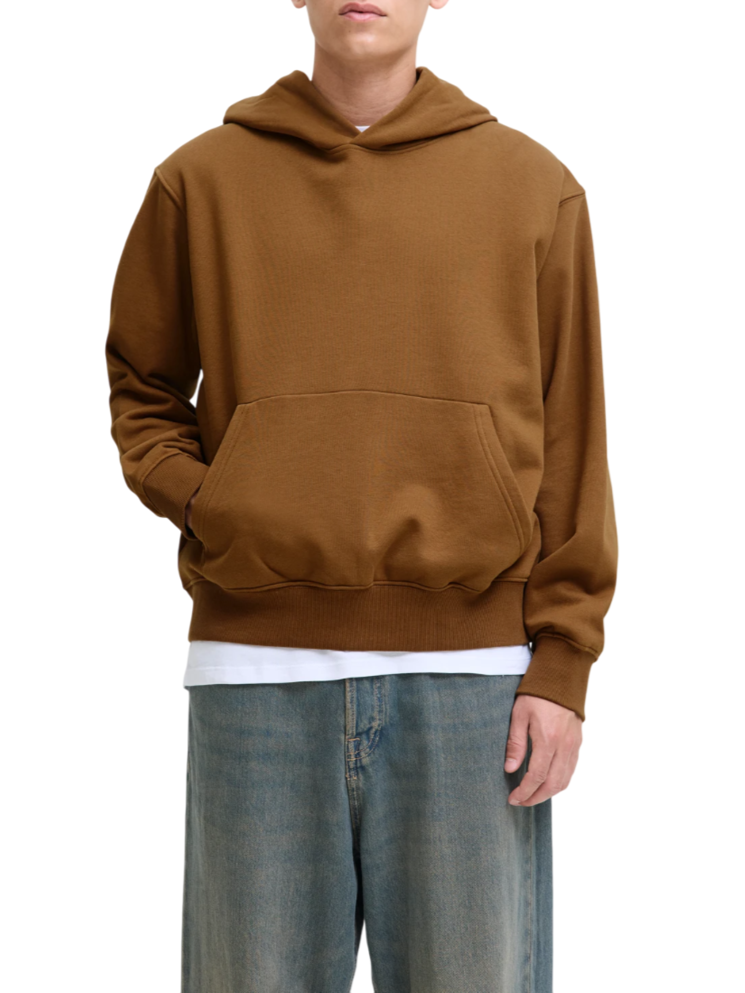 Jack&Jones felpa con cappuccio Jjeurban marrone caramello 12259944 MONKS ROBE JACK&JONES